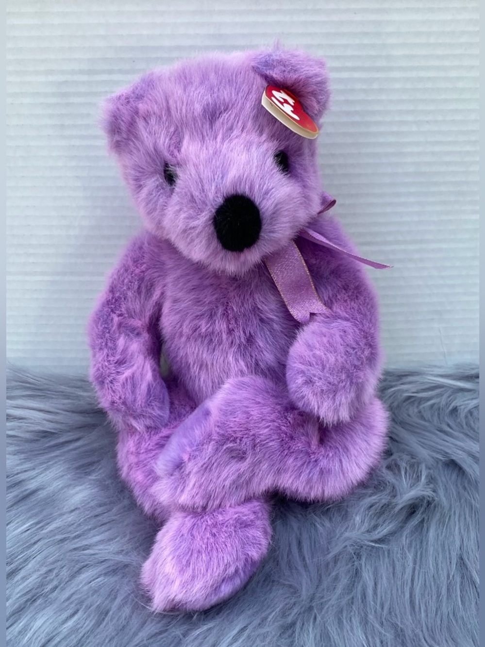 Ty Purple Plush Bear with Heart Tag 💜 Ty Classic Plush - Lilacbeary the Bear